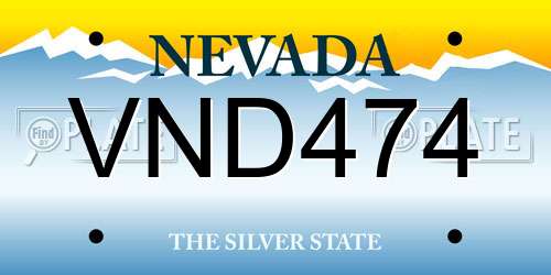 VND474 Nevada License Plate