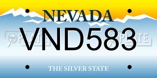 VND583 Nevada License Plate