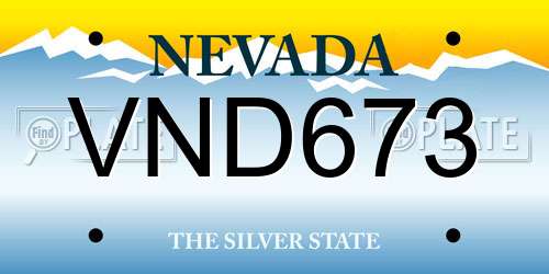 VND673 Nevada License Plate