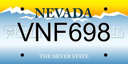 VNF698 Nevada License Plate