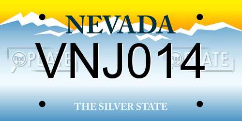 VNJ014 Nevada License Plate
