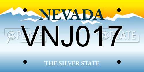 VNJ017 Nevada License Plate