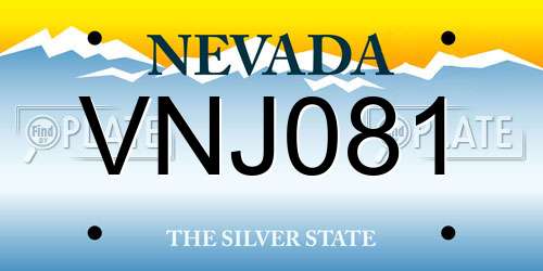 VNJ081 Nevada License Plate