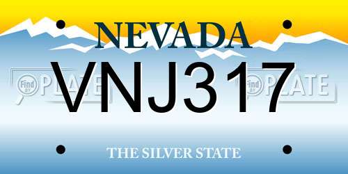 VNJ317 Nevada License Plate