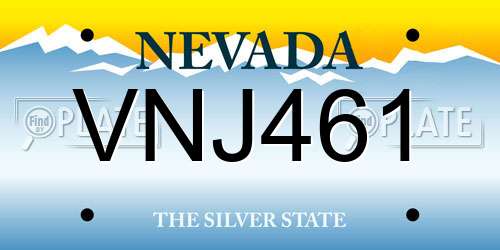VNJ461 Nevada License Plate