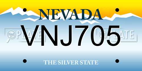 VNJ705 Nevada License Plate