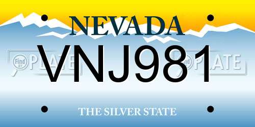 VNJ981 Nevada License Plate