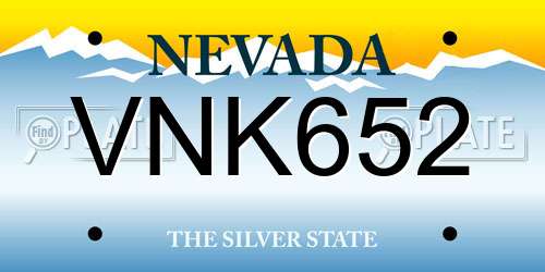 VNK652 Nevada License Plate
