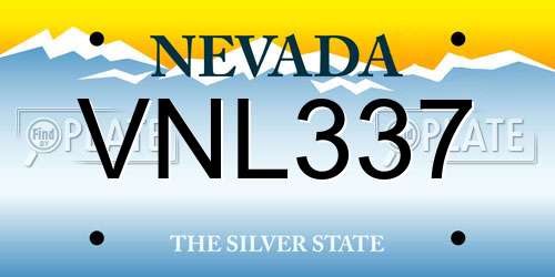 VNL337 Nevada License Plate