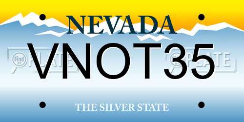 VNOT35 Nevada License Plate