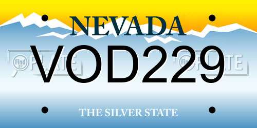 VOD229 Nevada License Plate