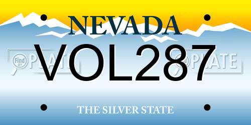 VOL287 Nevada License Plate