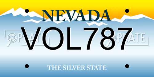 VOL787 Nevada License Plate