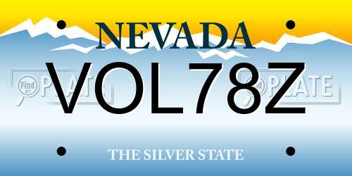 VOL78Z Nevada License Plate