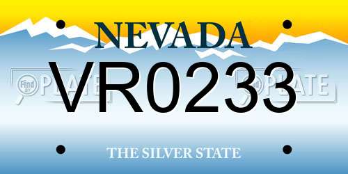 VR0233 Nevada License Plate