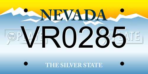 VR0285 Nevada License Plate