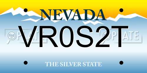 VR0S2T Nevada License Plate