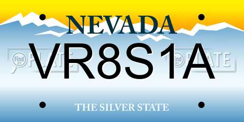 VR8S1A Nevada License Plate