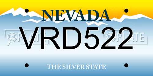 VRD522 Nevada License Plate