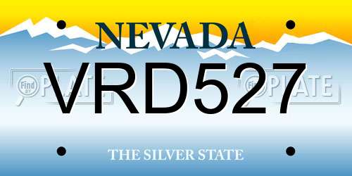 VRD527 Nevada License Plate