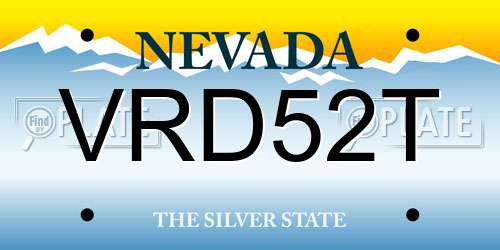 VRD52T Nevada License Plate