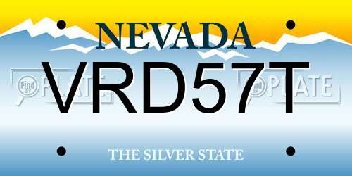 VRD57T Nevada License Plate