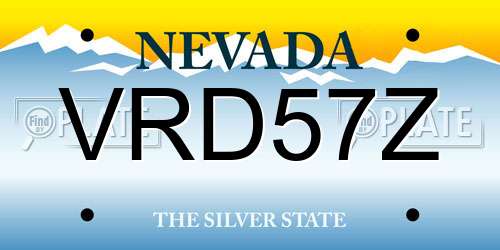 VRD57Z Nevada License Plate