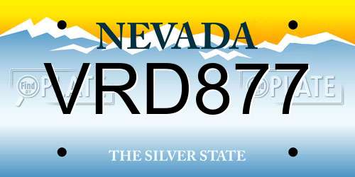 VRD877 Nevada License Plate