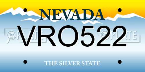 VRO522 Nevada License Plate