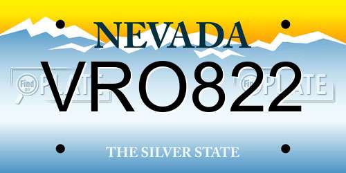 VRO822 Nevada License Plate