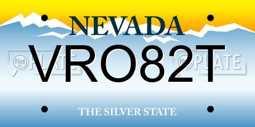 VRO82T Nevada License Plate