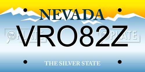 VRO82Z Nevada License Plate
