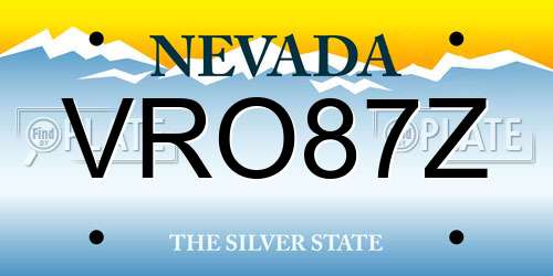 VRO87Z Nevada License Plate