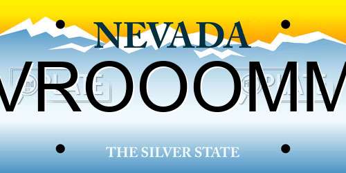 VROOOMM Nevada License Plate