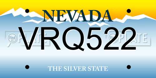VRQ522 Nevada License Plate