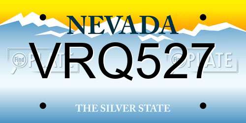 VRQ527 Nevada License Plate