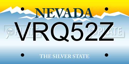 VRQ52Z Nevada License Plate