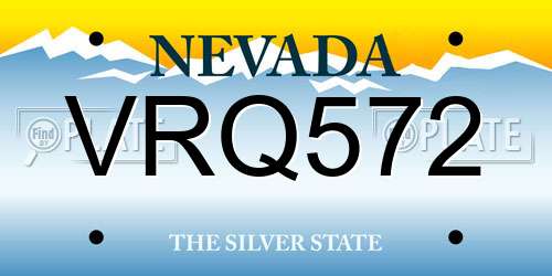 VRQ572 Nevada License Plate
