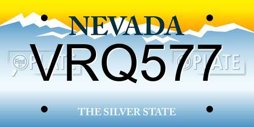 VRQ577 Nevada License Plate