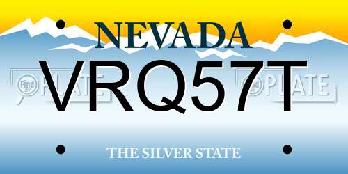 VRQ57T Nevada License Plate