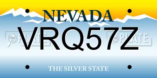 VRQ57Z Nevada License Plate