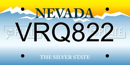 VRQ822 Nevada License Plate