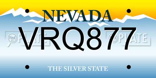 VRQ877 Nevada License Plate