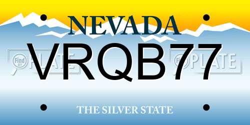VRQB77 Nevada License Plate