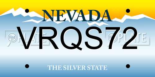 VRQS72 Nevada License Plate