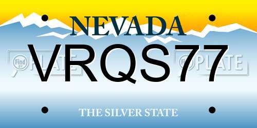 VRQS77 Nevada License Plate