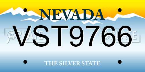 VST9766 Nevada License Plate