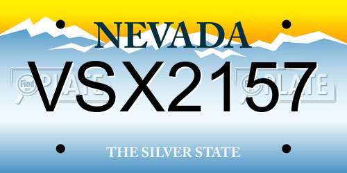 VSX2157 Nevada License Plate