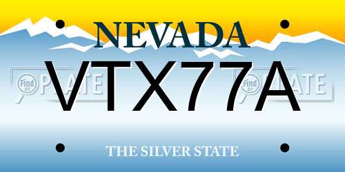 VTX77A Nevada License Plate