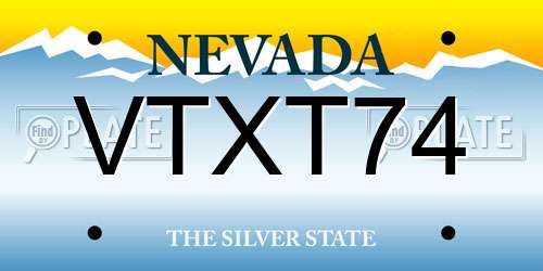 VTXT74 Nevada License Plate